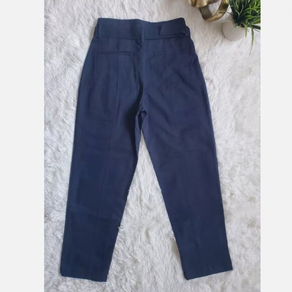 Banana Republic Ultra High Rise Belted Pleated Tapered Pants Navy Blue Size 4 - Picture 7 of 7